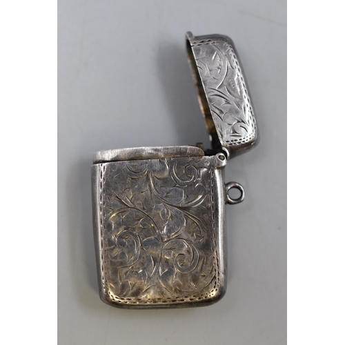 2 - A Hallmarked Birmingham Silver Etched Vesta Case.