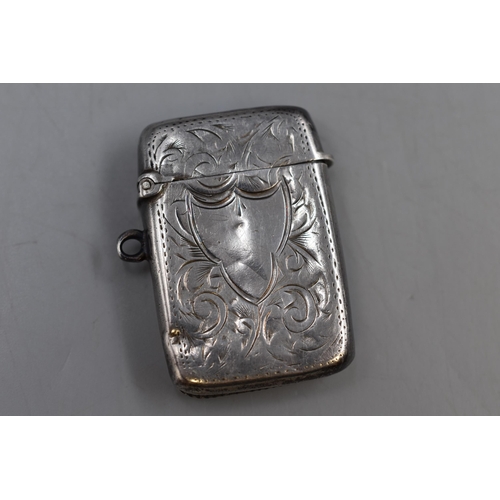 2 - A Hallmarked Birmingham Silver Etched Vesta Case.