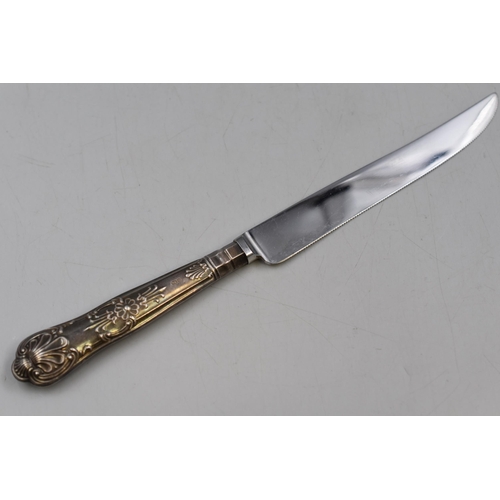 3 - Two Silver Items. Includes A Hallmarked Sheffield Silver Handled Knife Circa 1985 By Harrison Bros, ... 