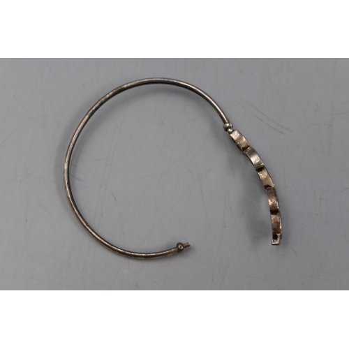 6 - A Clear Stoned 925. Silver Small Bangle.