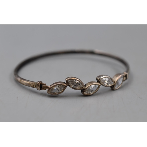 6 - A Clear Stoned 925. Silver Small Bangle.