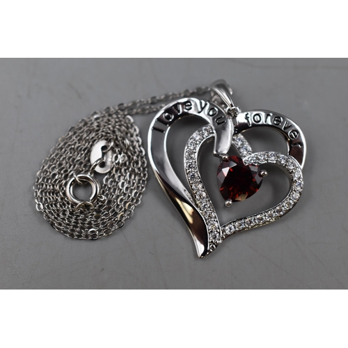 14 - I Love you forever Heart Shaped Silver 925 Pendant Necklace Complete with Presentation Box