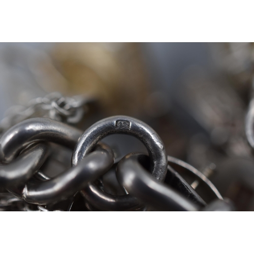 15 - Silver Hallmarked Charm Bracelet marked with Lion on every Link and and has a Dog Grip Clasp contain... 