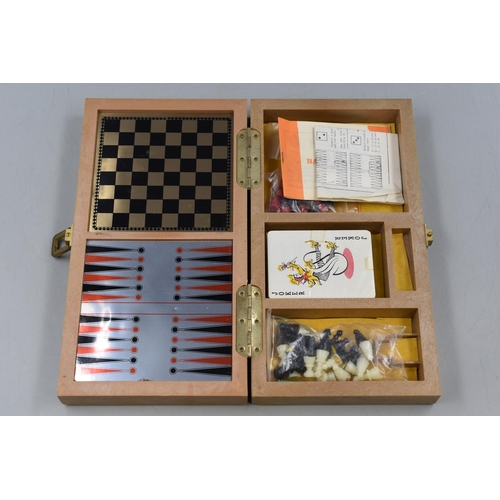 180 - Vintage Companion Games Set, Copper Tea Caddy, and a Wooden Home First Aid Box