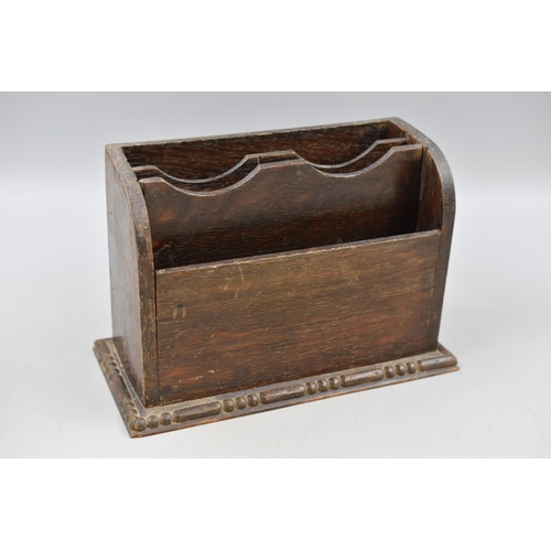 184 - Antique Oak Desktop Letter Rack approx 9