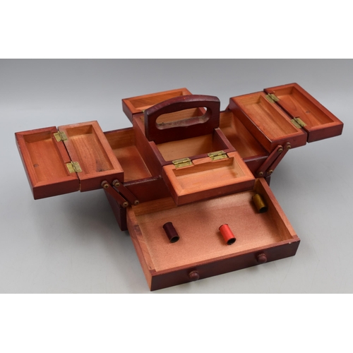 188 - Wooden Cantilever Sewing Box