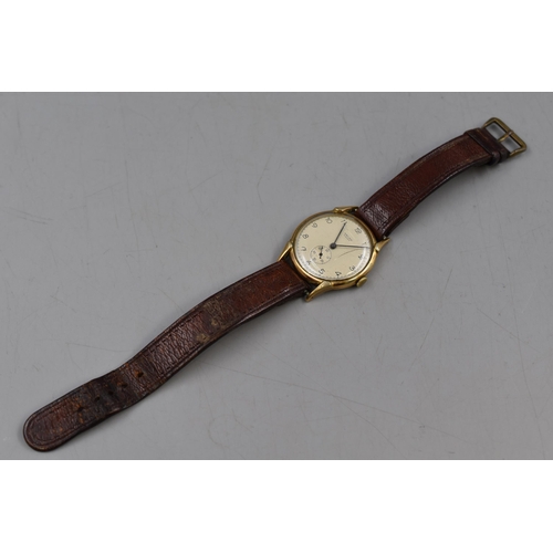 43 - Vintage Ancre 15 Jules Mechanical Gents Watch with Leather Strap (Working)