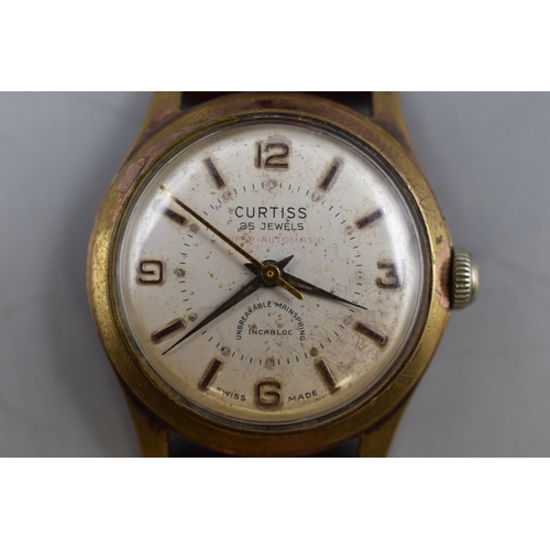 44 - Curtiss 25 jewels Automatic gents Watch with Leather strap (Working)