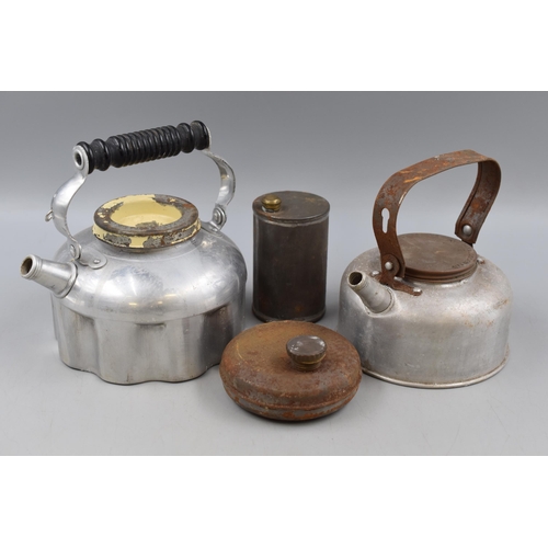 197 - Selection of Vintage Metal Cookware including Eve Ware and Swan Kettles, Sirram Spirit Holder and Mo... 