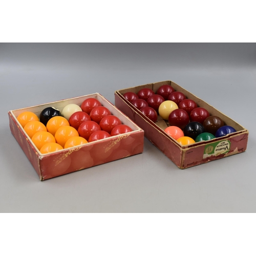 198 - Two Sets of Balls includes Complete Set of English Pool Balls and Set of Snooker Balls. (Boxes no Ma... 