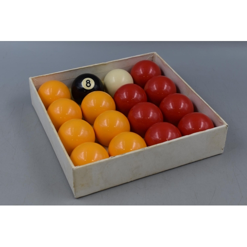 198 - Two Sets of Balls includes Complete Set of English Pool Balls and Set of Snooker Balls. (Boxes no Ma... 