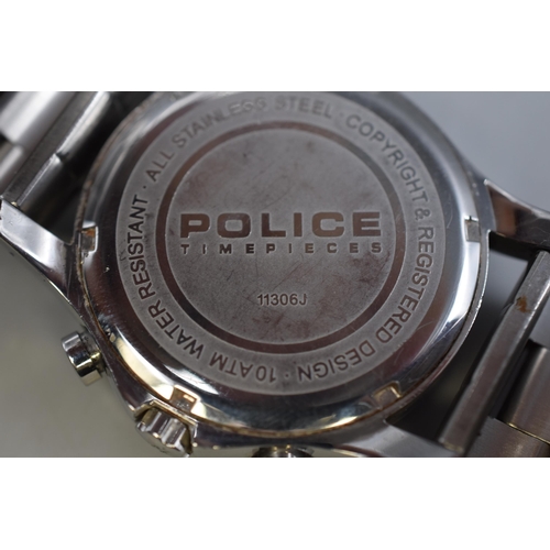 47 - Police Chronograph Gents Date Watch with Stainless Steel Strap (working)