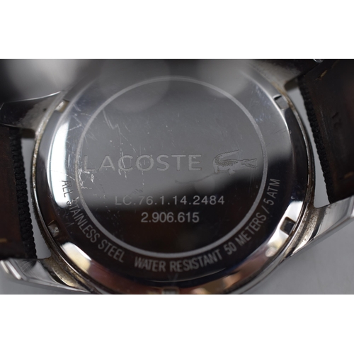 51 - Lacoste Quartz date Watch with Original leather Strap and Box