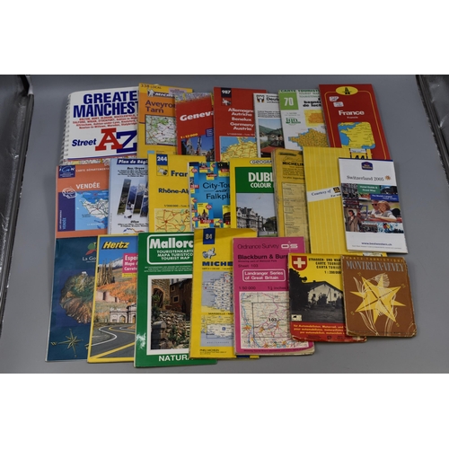 200 - Selection of Ordnance Survey and Travel Maps including Switzerland, Dublin, France, Germany and More