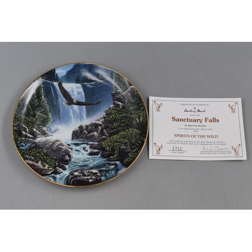 212 - Nine Boxed Danbury Mint Plates complete with Certificates to include Eagles Summit, Forrest Sentinel... 