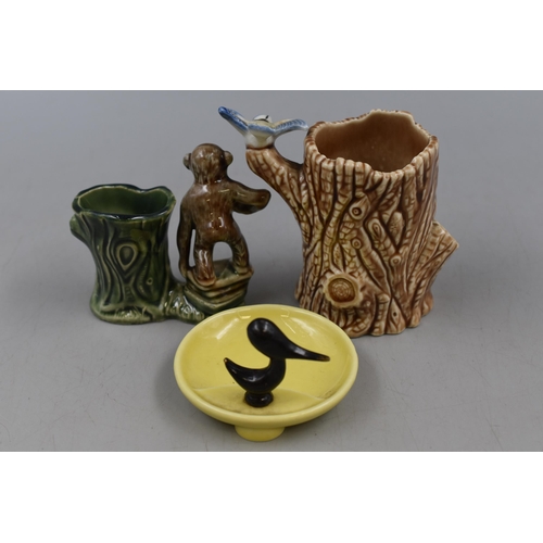 68 - Three Pieces of Wade Ceramics. Includes Blue Tit, Monkey and Other.