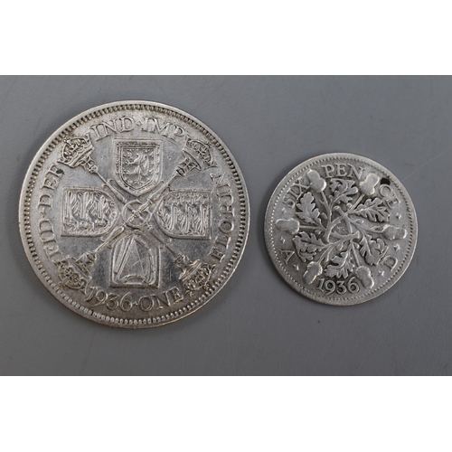 86 - A 1936 UK Silver Florin and 1936 Silver Sixpence.