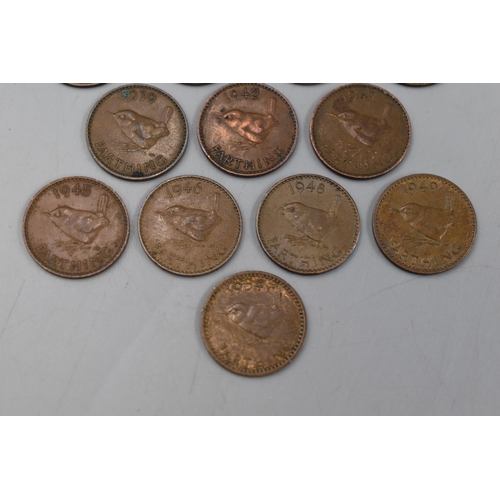 98 - A Selection of Three Victorian Pennies and Twelve George V, George VI and Elizabeth II Farthings.