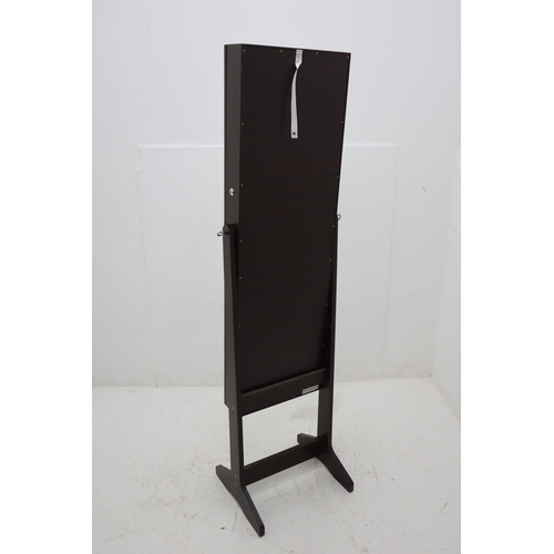 115 - Full Length Freestanding Mirror With Lockable Jewellery Cupboard Built In.