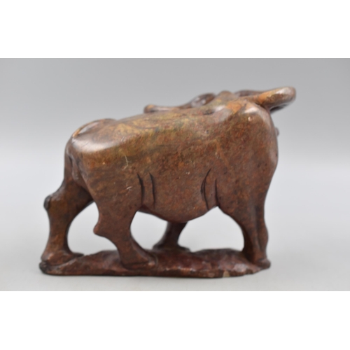 136 - A Soapstone Bull Figure, Approx 18cm Long.