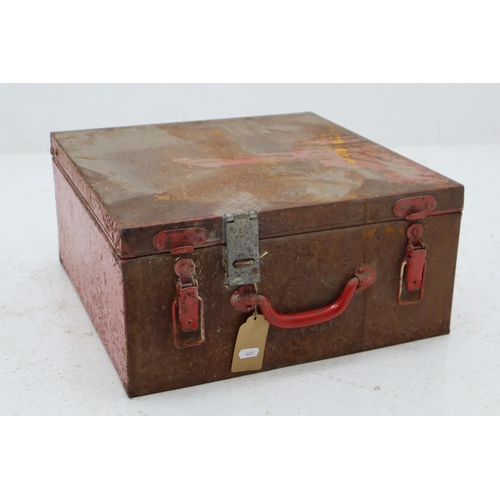 530 - Vintage Industrial Metal Case Strong Box (17