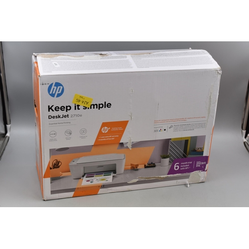 571 - A HP Deskjet 2710e Printer, In Box. Powers On When Tested.