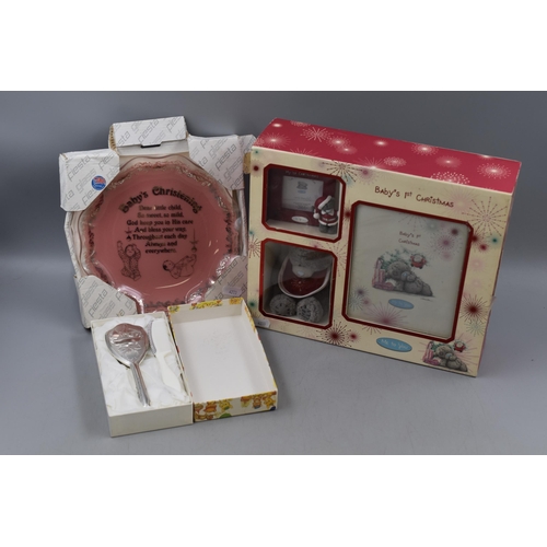 576 - Boxed ' Me to You' Baby's First Christmas Set and Baby's Christening Dish, Boxed Hair Brush and Comb... 