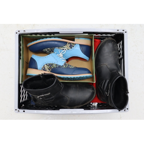 587 - Three Boxes of Assorted Men's Shoes and Clothing Items.