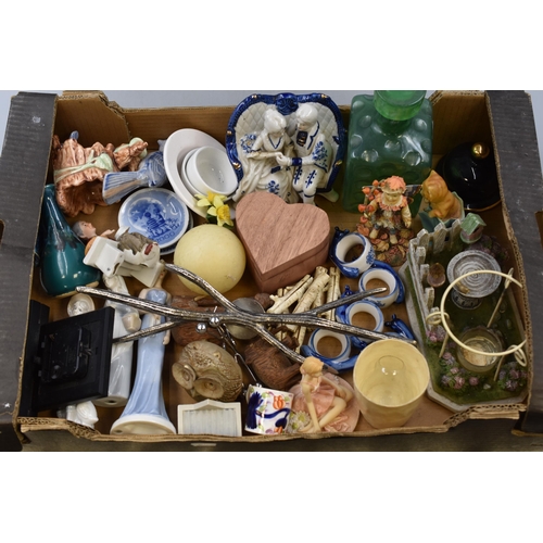 590 - A Box of Assorted Ornaments, Includes Owl, Antlers, Elephants and More