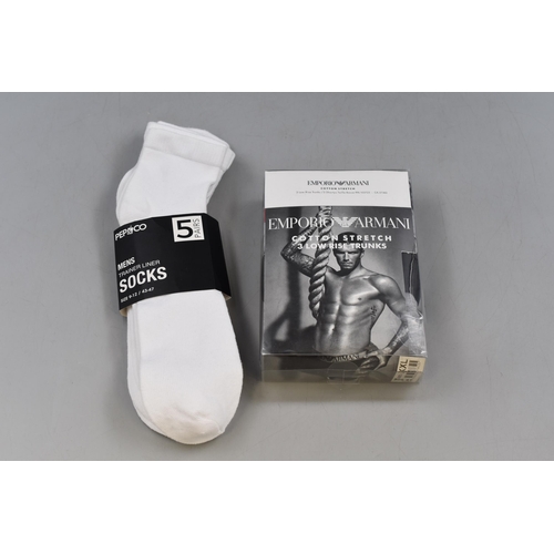 544A - Three Pairs of Emporio Armani Low Rise Trunks, and 3 Pairs of Mens Socks