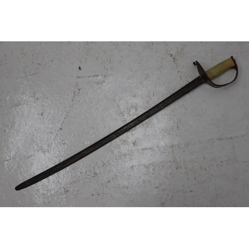 199 - Antique Sword with a later Added Half Hilt Copper and Brass Guard a/f 39