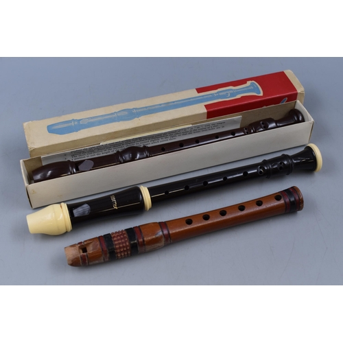 207 - A Selection of Three Recorders, Includes Boxed Dolmetsch, Aulos and Other.