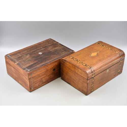 210 - Two Inlaid Wooden Storage Boxes, Largest Approx 8