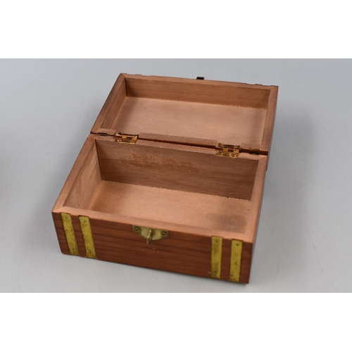 211 - A Selection of Three Wooden Storage Boxes. Includes Unique Wooden Smoker's Box, Cigar Box and Other.