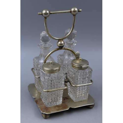 213 - Silver Plate and Crystal Condiment Set with Spoon