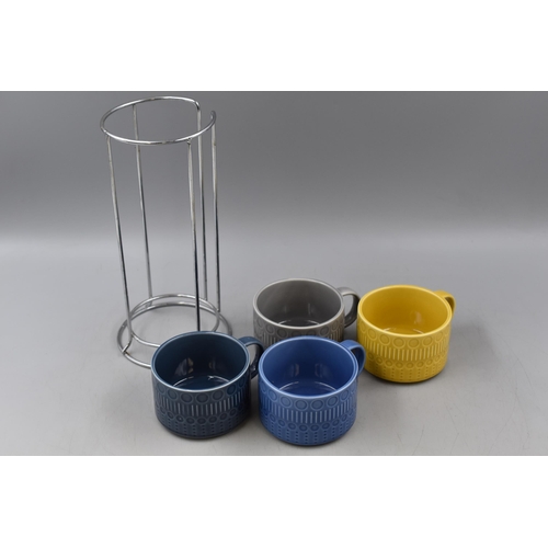 218 - Four Brand New Stackable Mugs with Holder