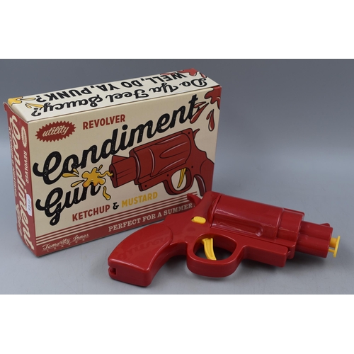 219 - Quirky Brand New Unused Boxed Gun Condiment Dispenser