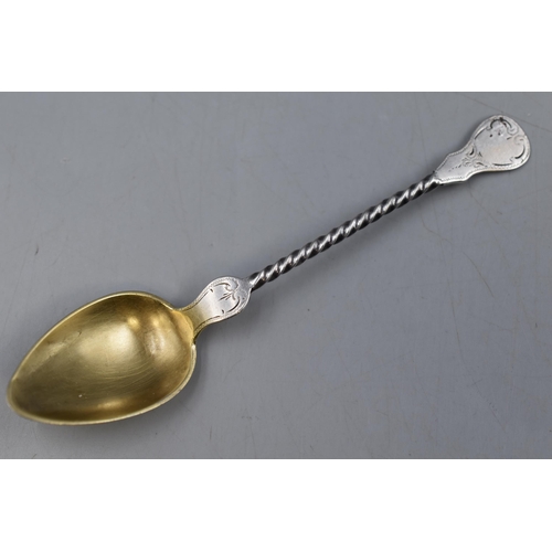 14 - Pair of Sterling Silver Twizzle Handled Gold Gilt Spoon's