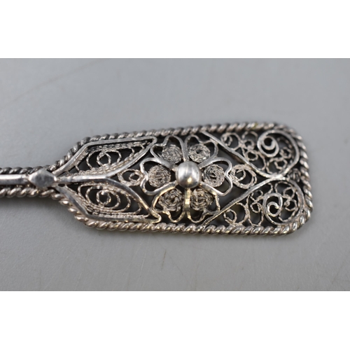 16 - Antique Filigree Sterling Silver Mustard Spoon