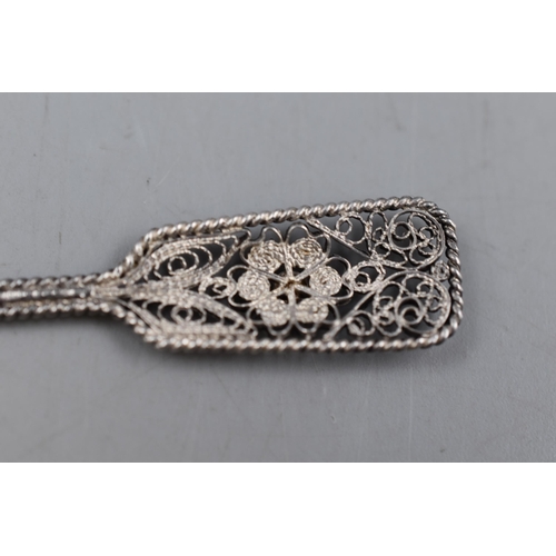 16 - Antique Filigree Sterling Silver Mustard Spoon