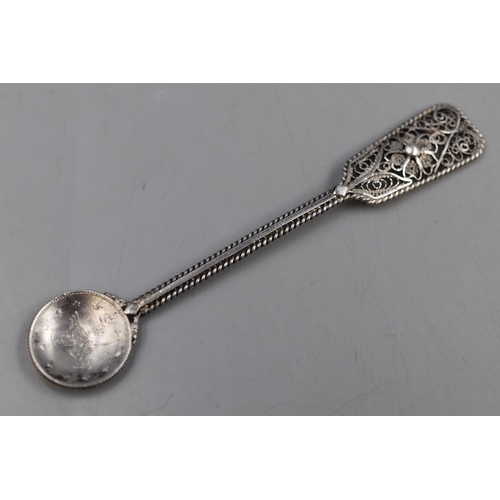 16 - Antique Filigree Sterling Silver Mustard Spoon