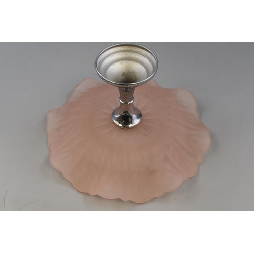 226 - Three cake stands two with frosted Coloured glass and a large one measuring 13