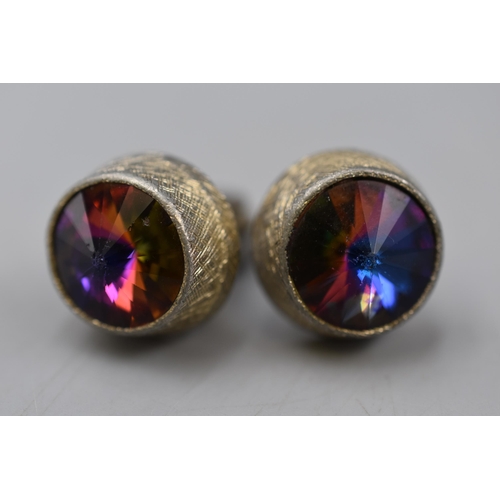 25 - A Pair of Mid Century Cufflinks, With Large Central Stones.