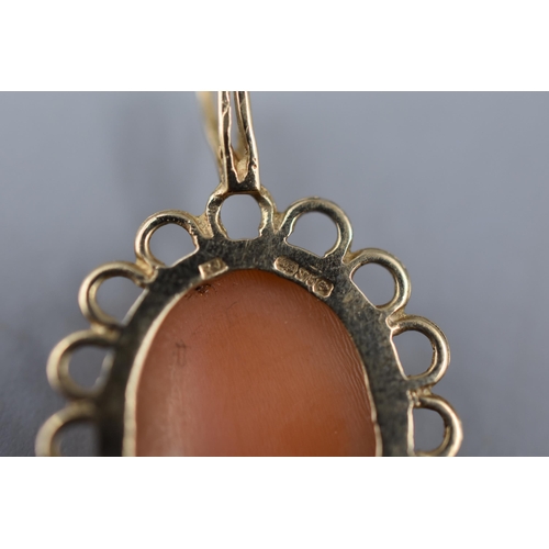 33 - Hallmarked Birmingham Gold 375 Cameo Pendant