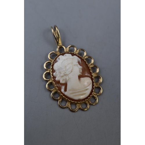 33 - Hallmarked Birmingham Gold 375 Cameo Pendant