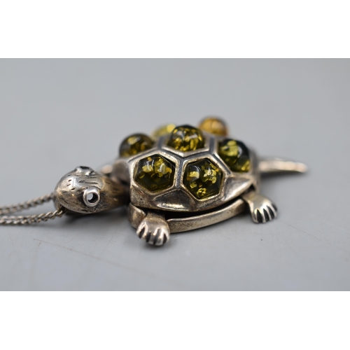 59 - Silver 925 Articulated Turtle pendant on Silver Chain complete with Presentation box