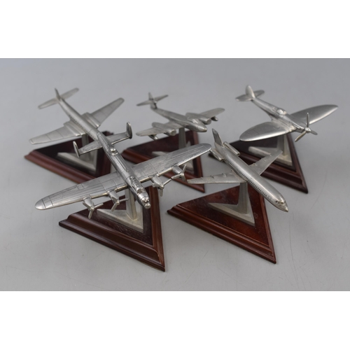 90 - Selection of 5 Metal Scale models of Aircraft on Plinths complete with Display Board