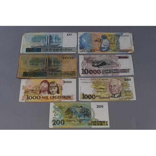 119 - A Selection of Seven Brazilian Banknotes.