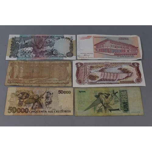 121 - A Selection of Six Assorted Worldwide Banknotes.