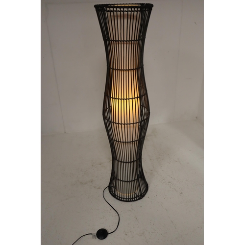 127 - Black Rattan Floor Lamp By Timing Cherish Approx 49